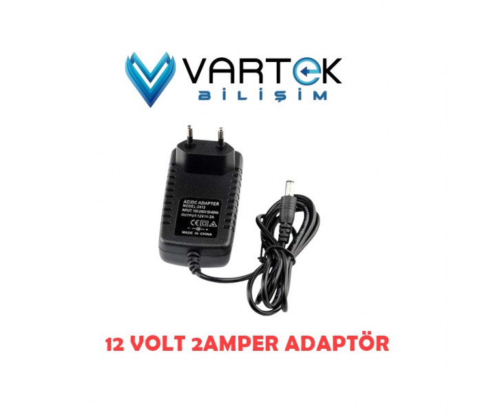 12 Volt - 2 Amper 5.5*2.5 Mm Uçlu Plastik Kasa Priz Tipi Adaptör