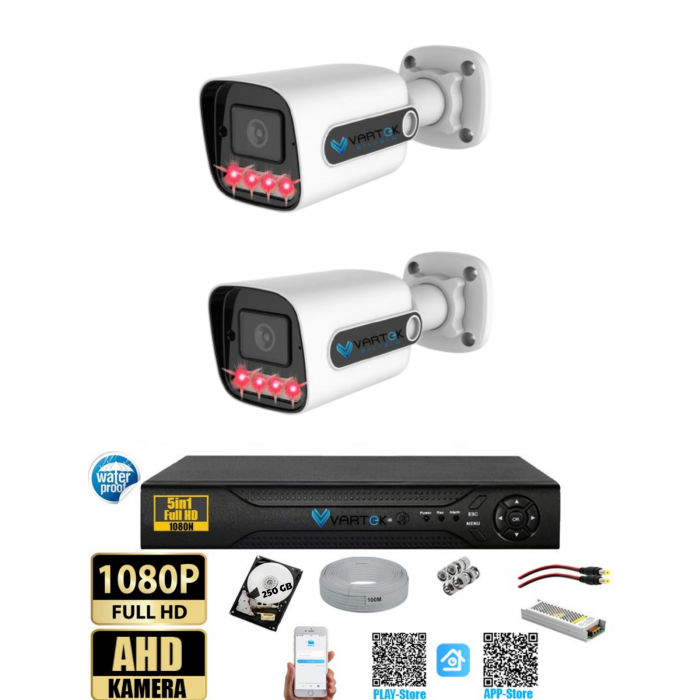 2 Kameralı-Gece Görüşlü 5MP Lensli 1080P FULLHD Kamera Seti