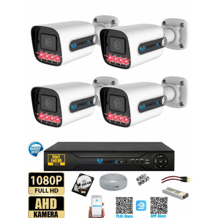 4 Kameralı-Gece Görüşlü 5MP Lensli 1080P FULLHD Kamera Seti