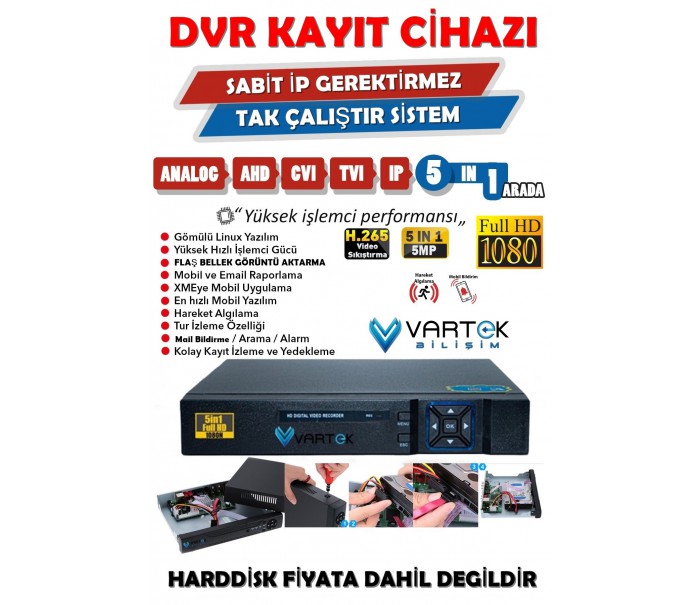 4 KANAL ULTRA HD H265 DVR KAYIT CİHAZI -HAREKET- ARAÇ ve İNSAN ALGILAMA