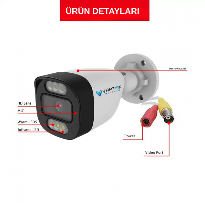 5MP AHD Warmled  Güvenlik Kamerası – 5MP Starlight Lens – Su Geçirmez IP67 – Tekli Kamera