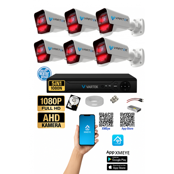 6 Kameralı 9 Atom Led Gece Görüşlü 320GB HDD 5MP Ahd Güvenlik Kamerası seti