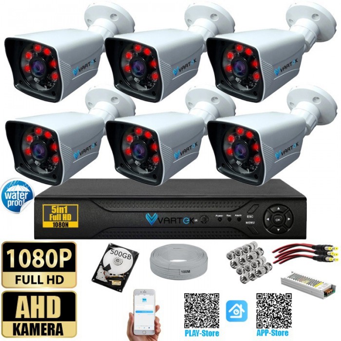 6 Kameralı Gece Görüşlü 500GB HDD 5MP Ahd Güvenlik Kamerası seti