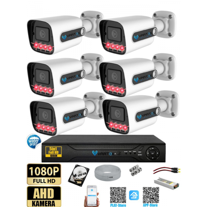 6 Kameralı-Gece Görüşlü 5MP Lensli 1080P FULLHD Kamera Seti