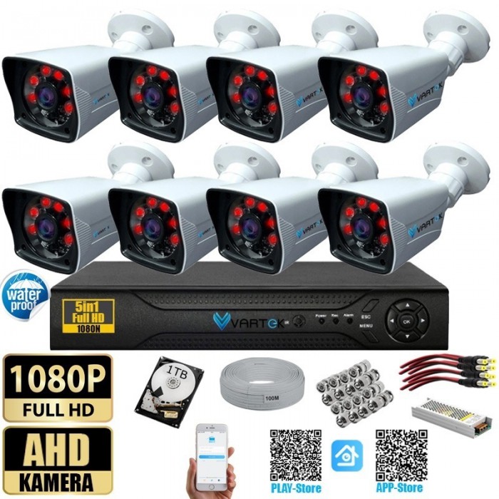 8 Kameralı Gece Görüşlü 1000GB HDD 5MP Ahd Güvenlik Kamerası seti