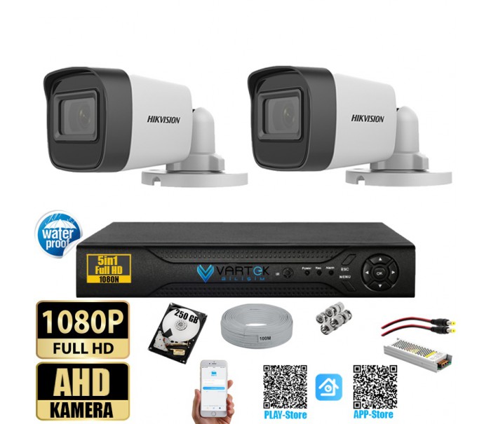 Hikvision 2 MP 2 Kameralı Tak Çalıştır Hazır Kamera Seti