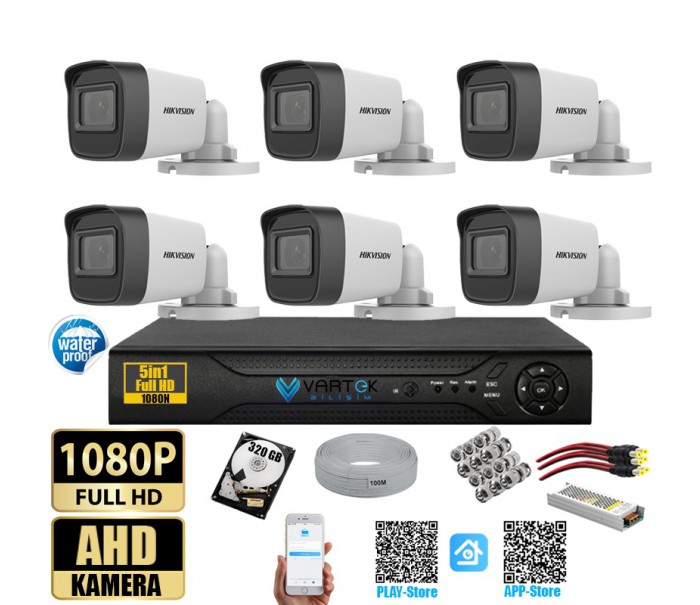 Hikvision 2 MP 6 Kameralı Tak Çalıştır Hazır Kamera Seti