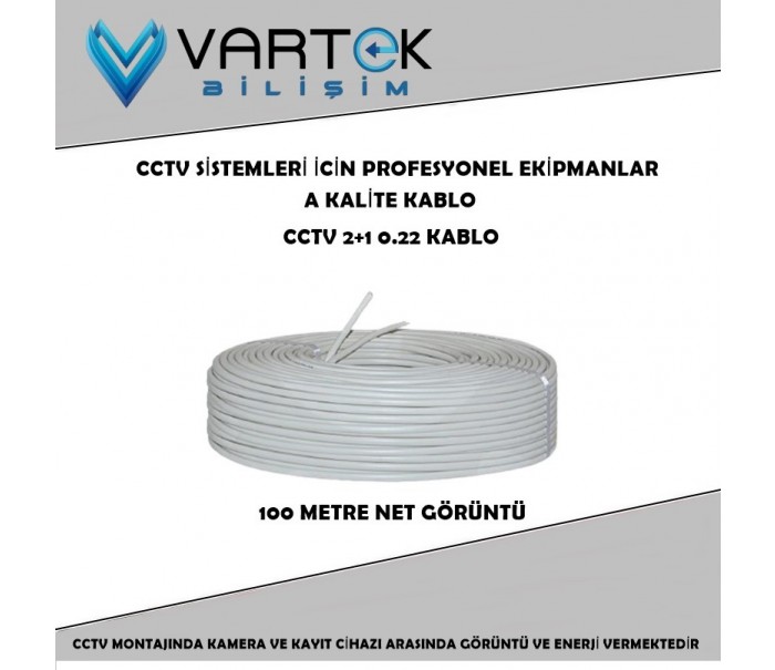 Kablo Güvenlik Kamera Kablosu 2+1 0.22mm 100m Metre