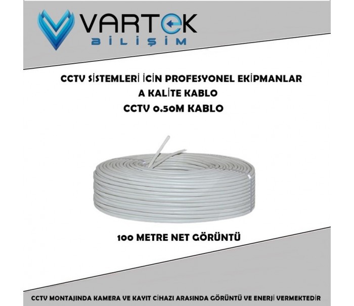 Kablo Güvenlik Kamera Kablosu 2+1 0.50mm 100m Metre
