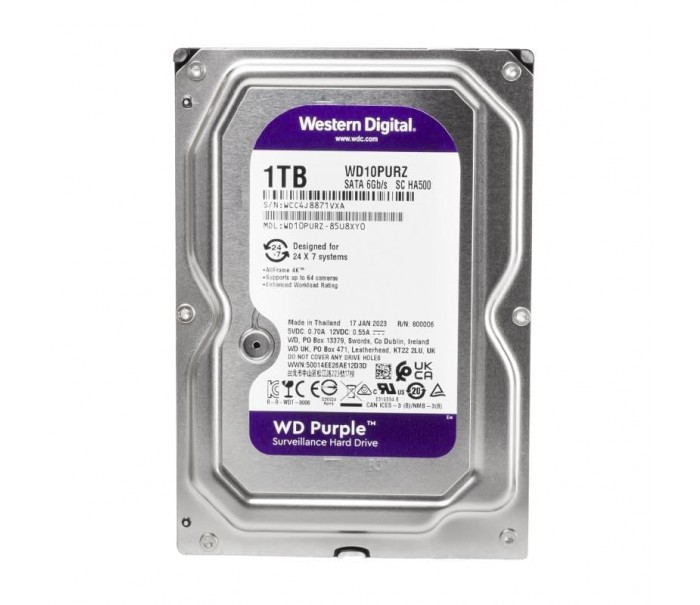 Western Digital Purple WD10Purx 1 TB 5400 Rpm 64 MB 3.5" 7/24 Disk(refurbished)
