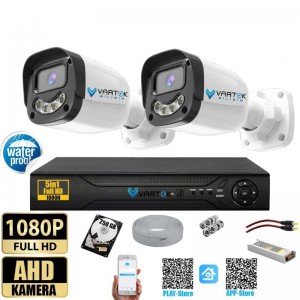2 Kameralı Gülen Yüz Gece Renkli 250GB HDD 5MP Ahd Güvenlik Kamerası seti
