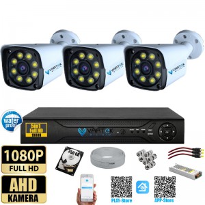 3 Kameralı-Gece Görüşlü 5MP Lensli 1080P FULLHD Kamera Seti