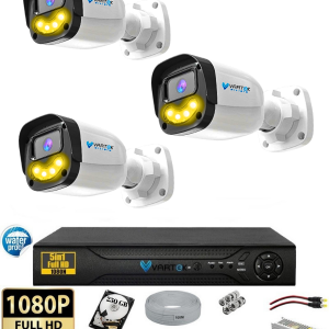 3`lü 5MP Full HD 1080P Atom ledli 250GB HDD Güvenlik Kamera Seti Gece Renkli Tak Çalıştır İp gerektirmez