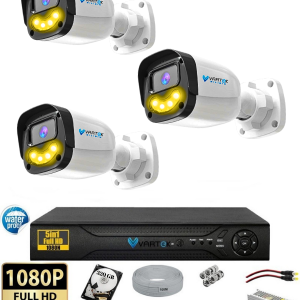 3`lü 5MP Full HD 1080P Atom ledli 320GB HDD Güvenlik Kamera Seti Gece Renkli Tak Çalıştır İp gerektirmez