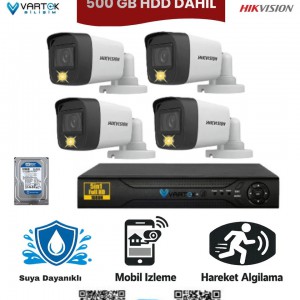 4 Kameralı Güvenlik Kamera Seti 2mp 1080P Gece Renkli Tak Çalıştır Hazır Sistem + 250 GB HDD