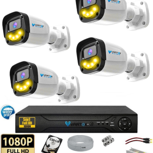 4`lü 5MP Full HD 1080P Atom ledli 250GB HDD Güvenlik Kamera Seti Gece Renkli Tak Çalıştır İp gerektirmez