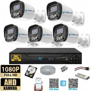 5 Kameralı Gülen Yüz Gece Renkli 1000GB HDD 5MP Ahd Güvenlik Kamerası seti