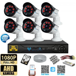 6 Kameralı Set 1000 Gb Hdd Full Hd Gece Görüşlü Güvenlik Kamerası Sistemi-Sabit İp Gerektirmez-
