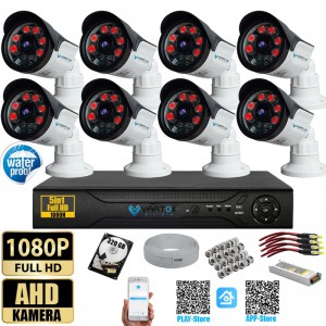 8 Kameralı Set 320 Gb Hdd Full Hd Gece Görüşlü Güvenlik Kamerası Sistemi-Sabit İp Gerektirmez-