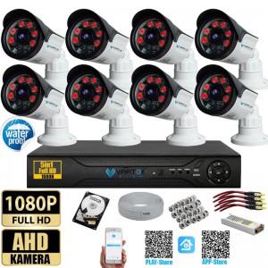 8 Kameralı Set 500 Gb Hdd Full Hd Gece Görüşlü Güvenlik Kamerası Sistemi-Sabit İp Gerektirmez-